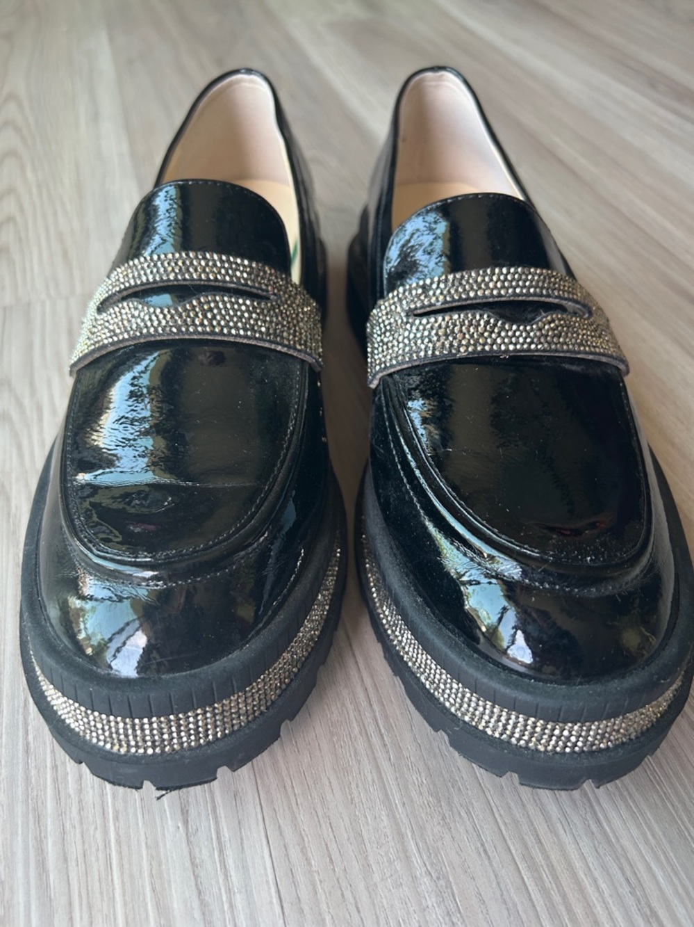 Jessica Simpson Evelyn Penny 
Loafer 10 Black Silver Crystal Glam Platform - Picture 6 of 12